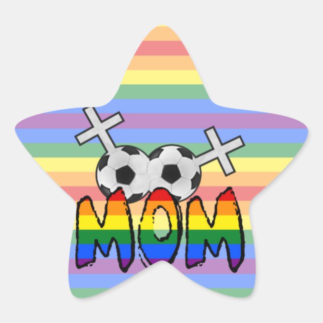 Lesbian Soccer Mom (w/ rainbow) Star Sticker (Front)
