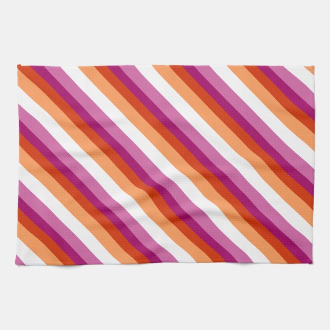 Lesbian Stripes | Lesbian Pride Kitchen Towel (Horizontal)
