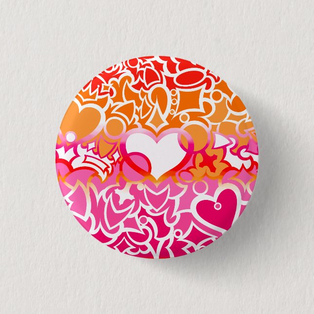 Lesbian Sunset Pride Squiggle 1 Inch Round Button (Front)