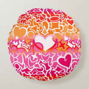 Lesbian Sunset Pride Squiggle Round Pillow