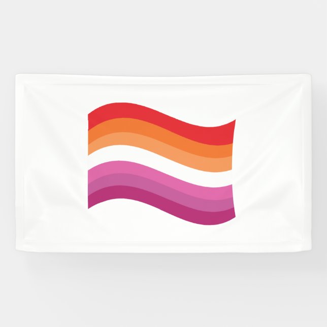 Lesbian Sunset Pride Wavy Flag Banner (Horizontal)