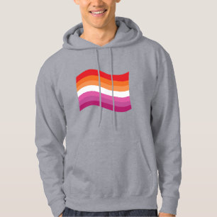 Lesbian Sunset Pride Wavy Flag Hoodie