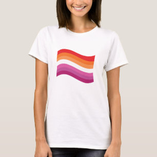 Lesbian Sunset Pride Wavy Flag T-Shirt