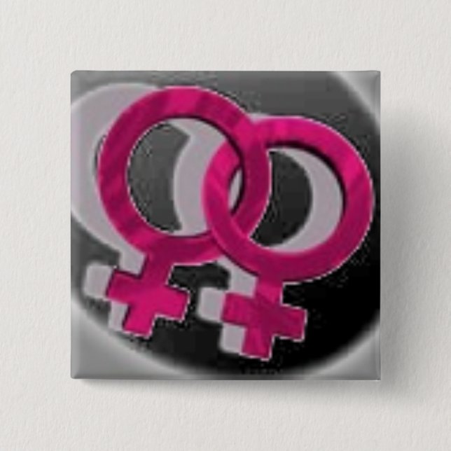 Lesbian Symbols Black 2 Inch Square Button (Front)