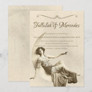 Lesbian To The Moon Vintage Wedding Invitation