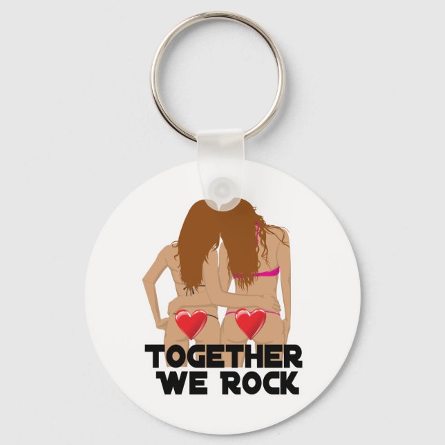 Lesbian Together We Rock Keychain (Front)