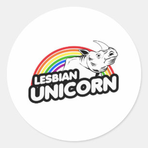 Lesbian Unicorn Rainbow Classic Round Sticker