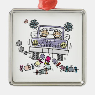 Lesbian Wedding Brides Metal Ornament