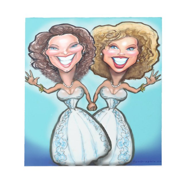 Lesbian Wedding Cake Dolls Notepad (Front)