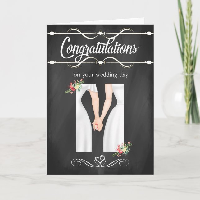 Lesbian Wedding Congratulations Card (Front)