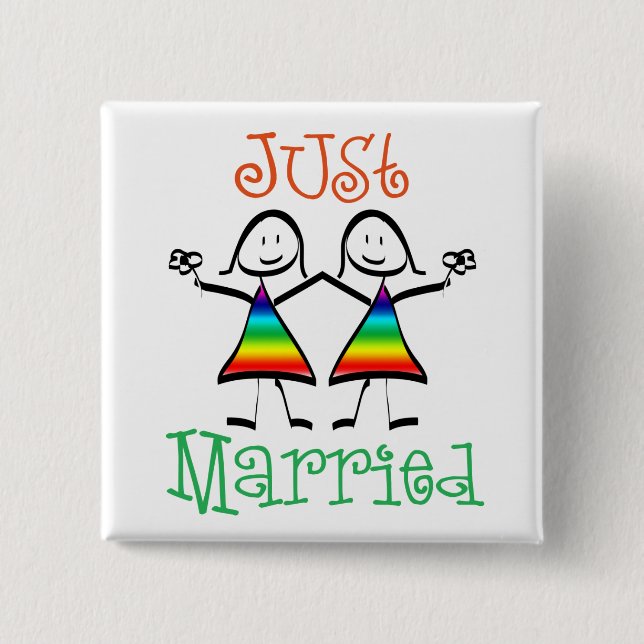 Lesbian Wedding Favours 2 Inch Square Button (Front)