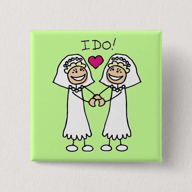 Lesbian Wedding Favours 2 Inch Square Button (Front)