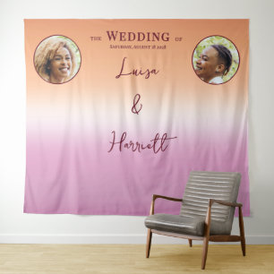 Lesbian Wedding Photo Pride Flag Gradient Backdrop Tapestry