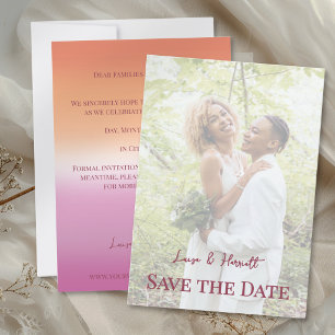 Lesbian Wedding Photo Pride Flag Gradient Save The Date