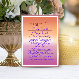 Lesbian Wedding Pride Flag Gradient Guest List Table Number