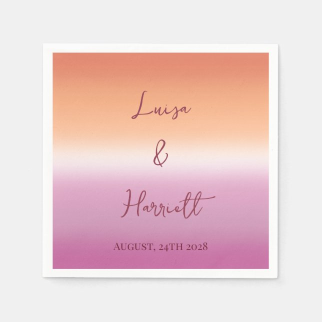 Lesbian Wedding Pride Flag Gradient Napkins (Front)
