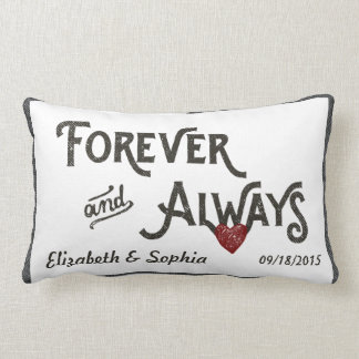Lesbian White Forever Always Heart Personalized Lumbar Pillow