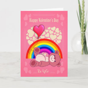Lesbian, Wife, Valentine's Day With Teddy Bear And Holiday Card