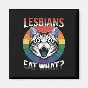 Lesbians Eat What Cat Humour LGBTQ Pride Flag  Magnet