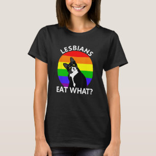 Lesbians Eat What Cute Black Cat LGBT Color T-Shirt