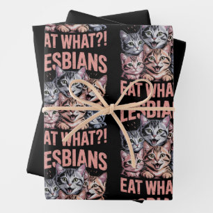 Lesbians Eat What Funny Cat Lesbian LGBTQ Pride Wrapping Paper Sheet