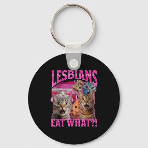 Lesbians Eat What_ Funny Cat Rude Gay Pride Lgbtq Keychain