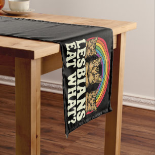 Lesbians Eat What Vintage LGBT Pride Month Meme Short Table Runner