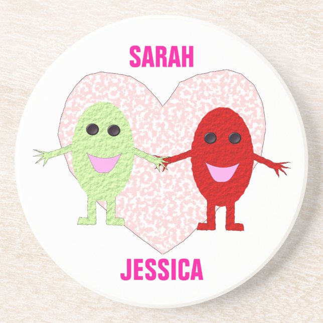 Lesbians Love Heart Grapes Custom Coasters (Front)