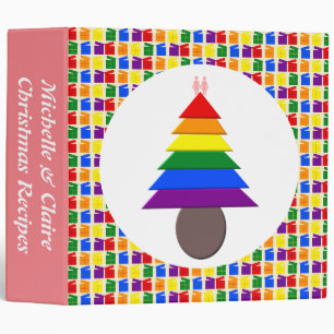 Lesbians Rainbow Christmas Tree and Present Recipe Binder