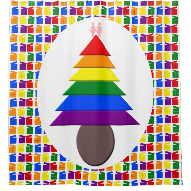 Lesbians Rainbow Christmas Tree and Presents (Front)