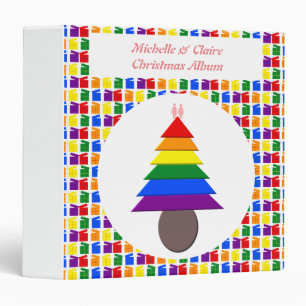 Lesbians Rainbow Christmas Tree and Presents Binder