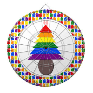 Lesbians Rainbow Christmas Tree and Presents Dartboard