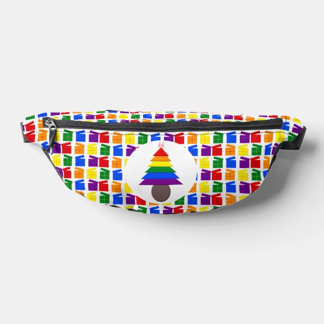 Lesbians Rainbow Christmas Tree and Presents Fanny Pack (Lay Down)