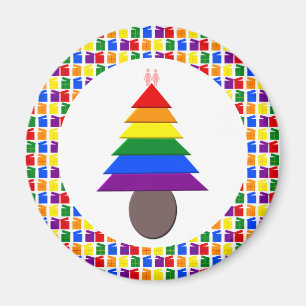 Lesbians Rainbow Christmas Tree and Presents Magnet