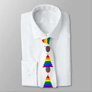 Lesbians Rainbow Christmas Tree and Presents Tie