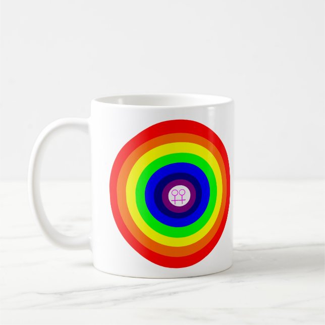 Lesbians Round Rainbow Coffee Mug (Left)