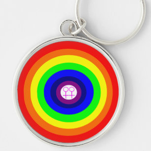 Lesbians Round Rainbow Keychain