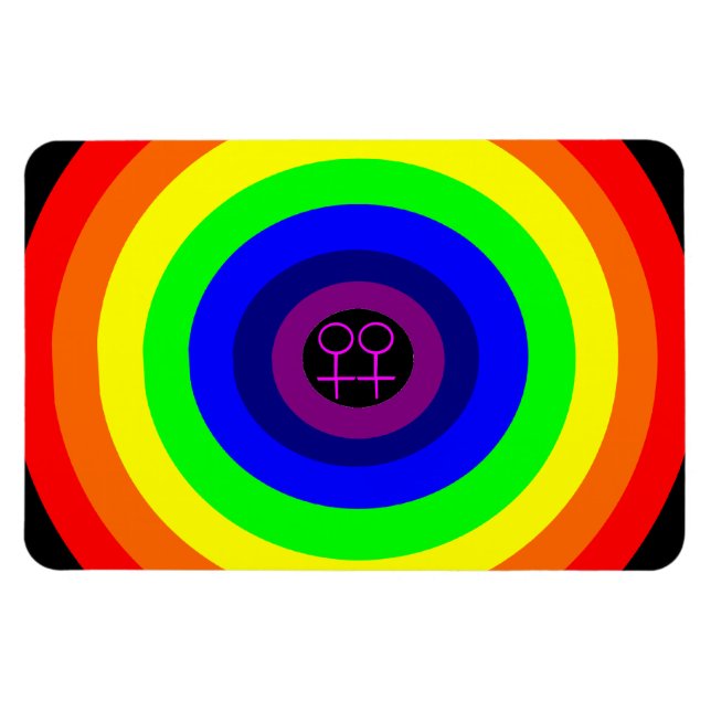 Lesbians Round Rainbow Premium Magnet (Horizontal)