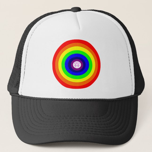 Lesbiennes Casquette arc-en-ciel rond (Devant)