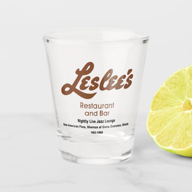 Leslee's Restaurant and Bar, Evanston, Illinois Shot Glass (Front)
