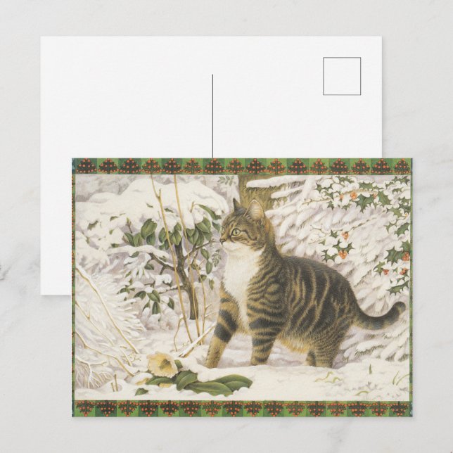 Lesley Anne Ivory Christmas Cat Carte postale (Devant / Derrière)