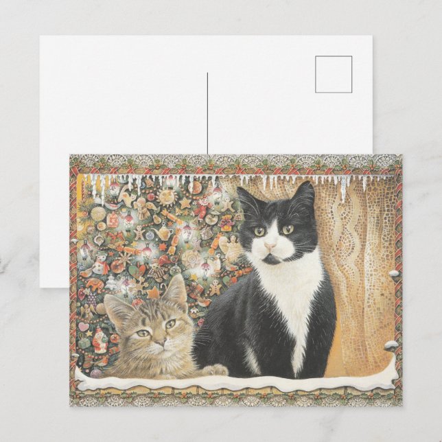Lesley Anne Ivory Christmas Cat Carte postale (Devant / Derrière)