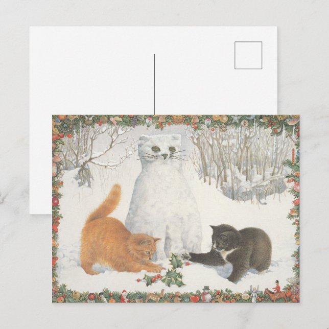 Lesley Anne Ivory Christmas Cat Carte postale (Devant / Derrière)