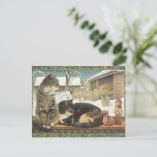 LESLEY ANNE IVORYS CHRISTMAS CAT POSTCARD
