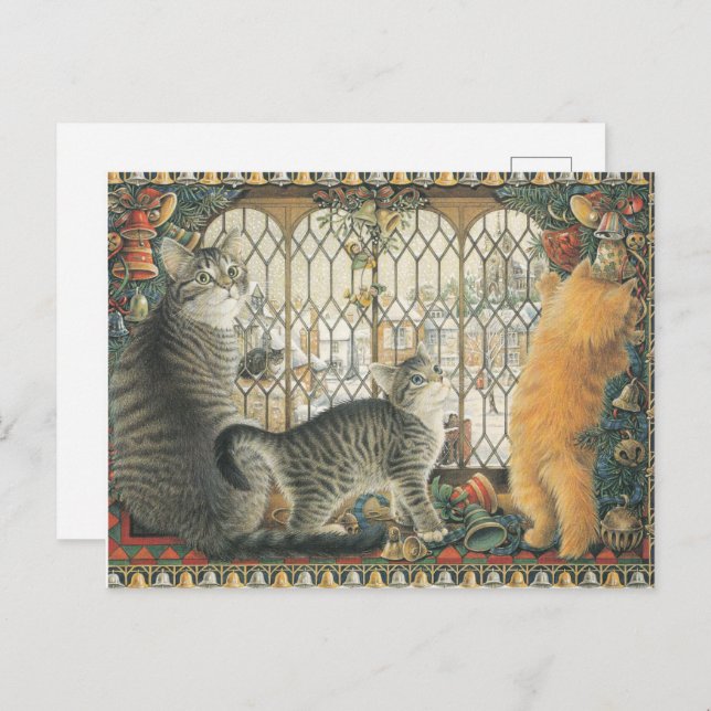 LESLEY ANNE IVORYS CHRISTMAS CAT POSTCARD (Front/Back)