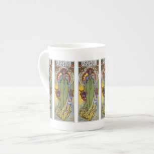 Leslie Carter Vintage Theatre Poster by Mucha Bone China Mug