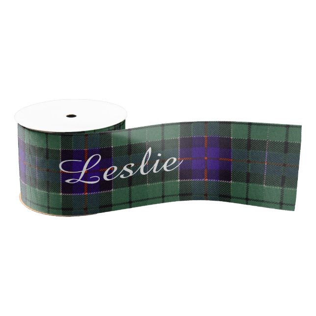 Leslie clan Plaid Scottish tartan Grosgrain Ribbon (Spool)