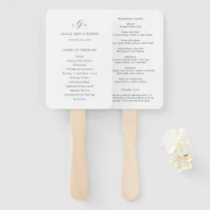 Leslie Classic Monogram Elegant Wedding Program Hand Fan