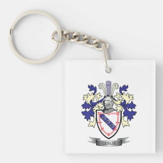 Leslie Family Crest Coat of Arms Keychain
