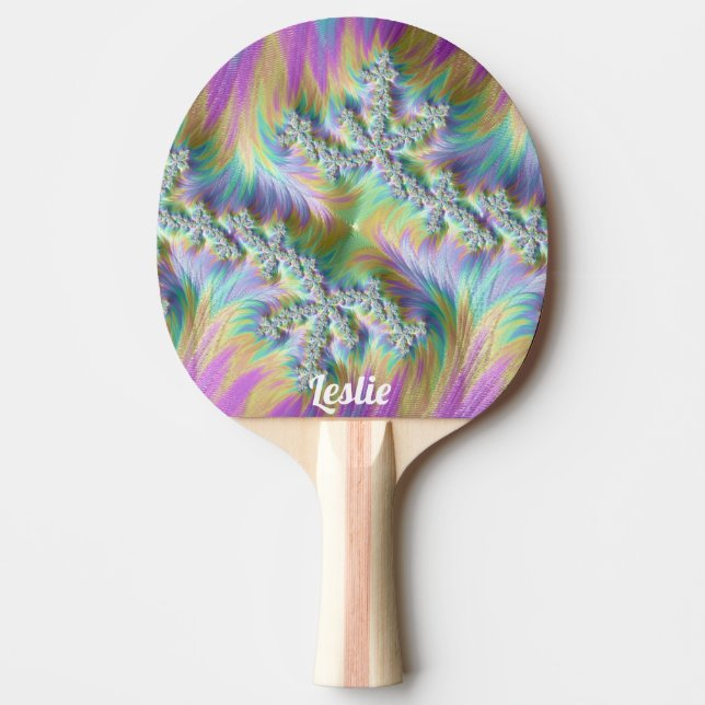 LESLIE ~ PINK ICE ~ Fractal Pattern ~ Original ~ Ping Pong Paddle (Front)